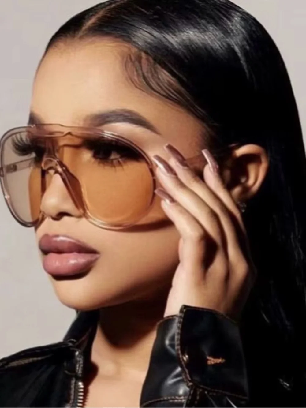 Oversized Shield Sunglasses for Women - Fashion Eyewear in Champagne & Black